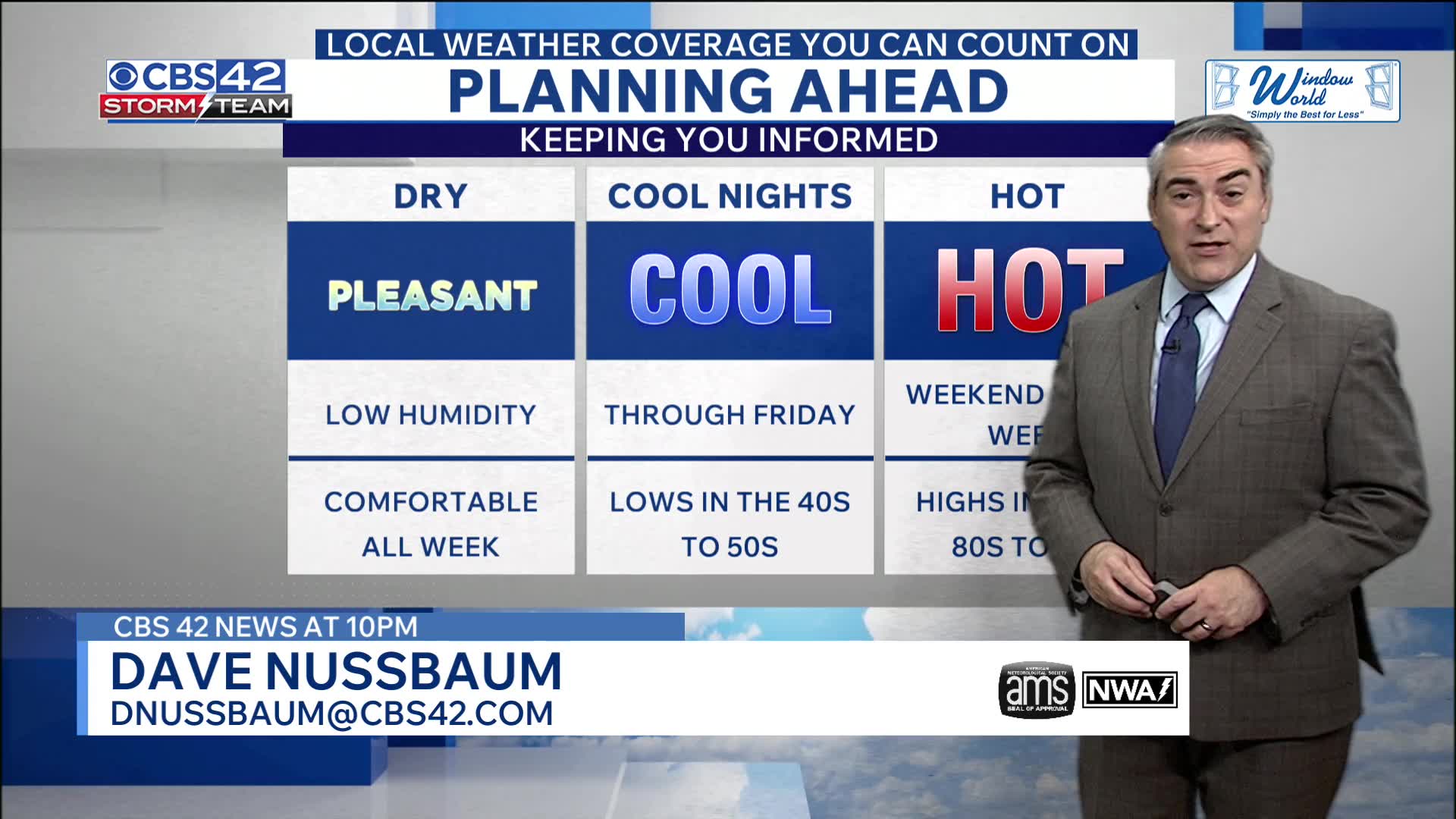 Cool nights, low humidity, and a hot weekend - CBS42 News @ 10pm