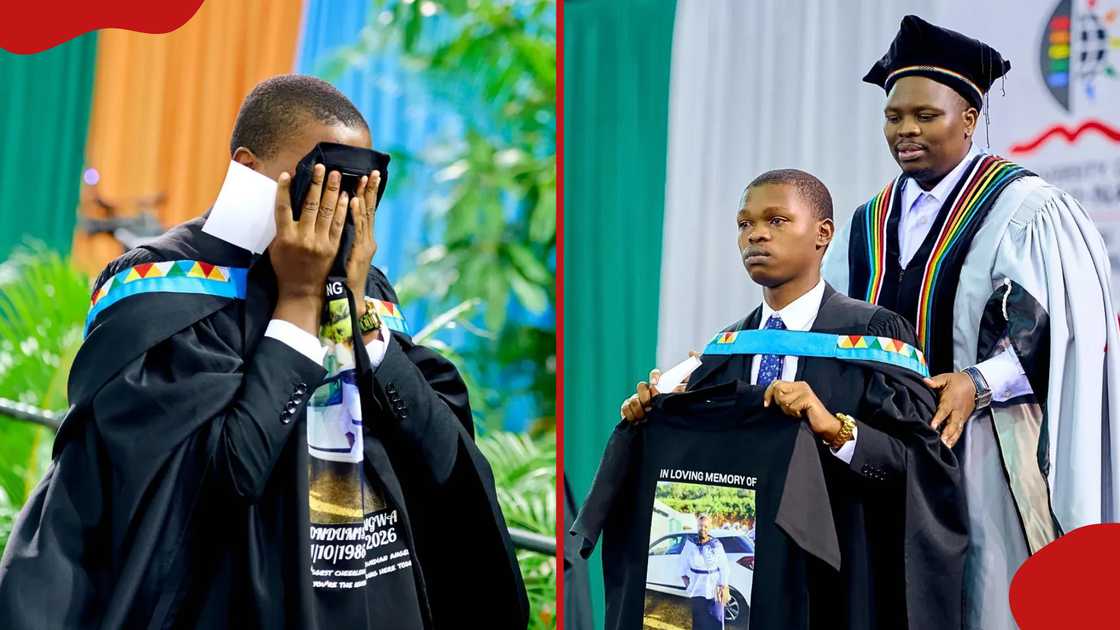 University graduate breaks down in tears, holds up t-shirt to pay ...