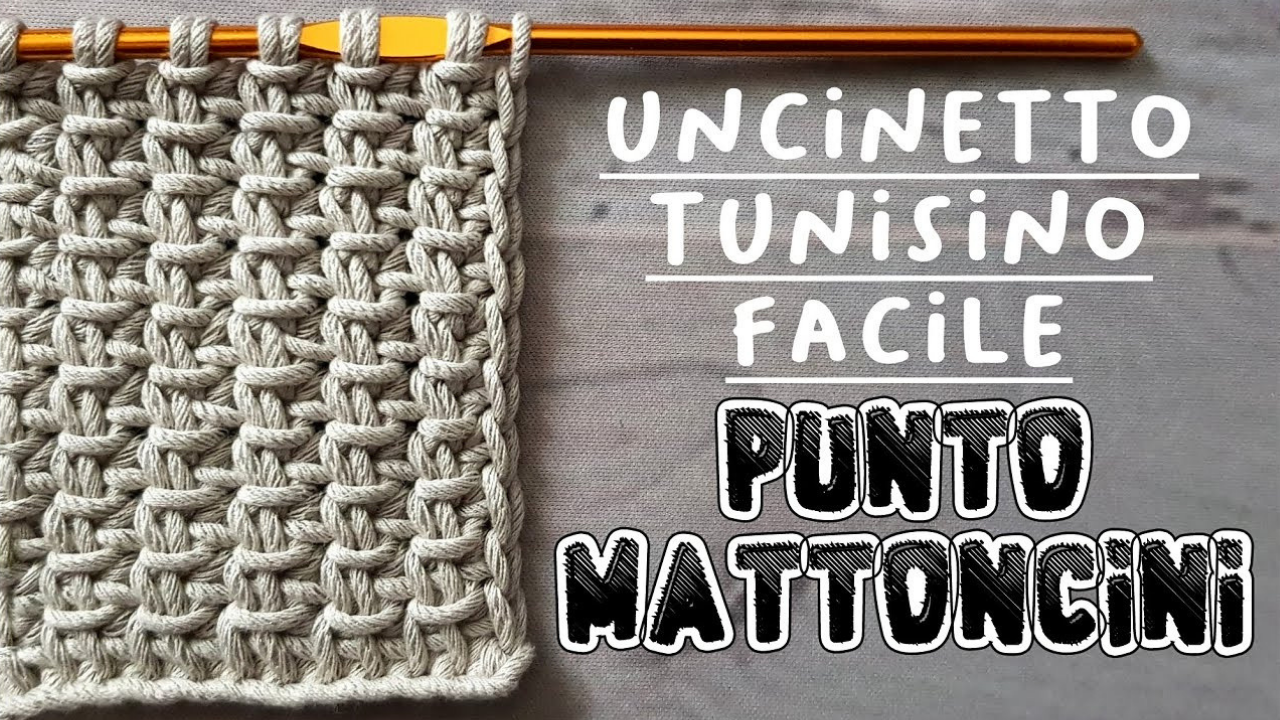 Tutorial uncinetto tunisino facile punto mattoncini