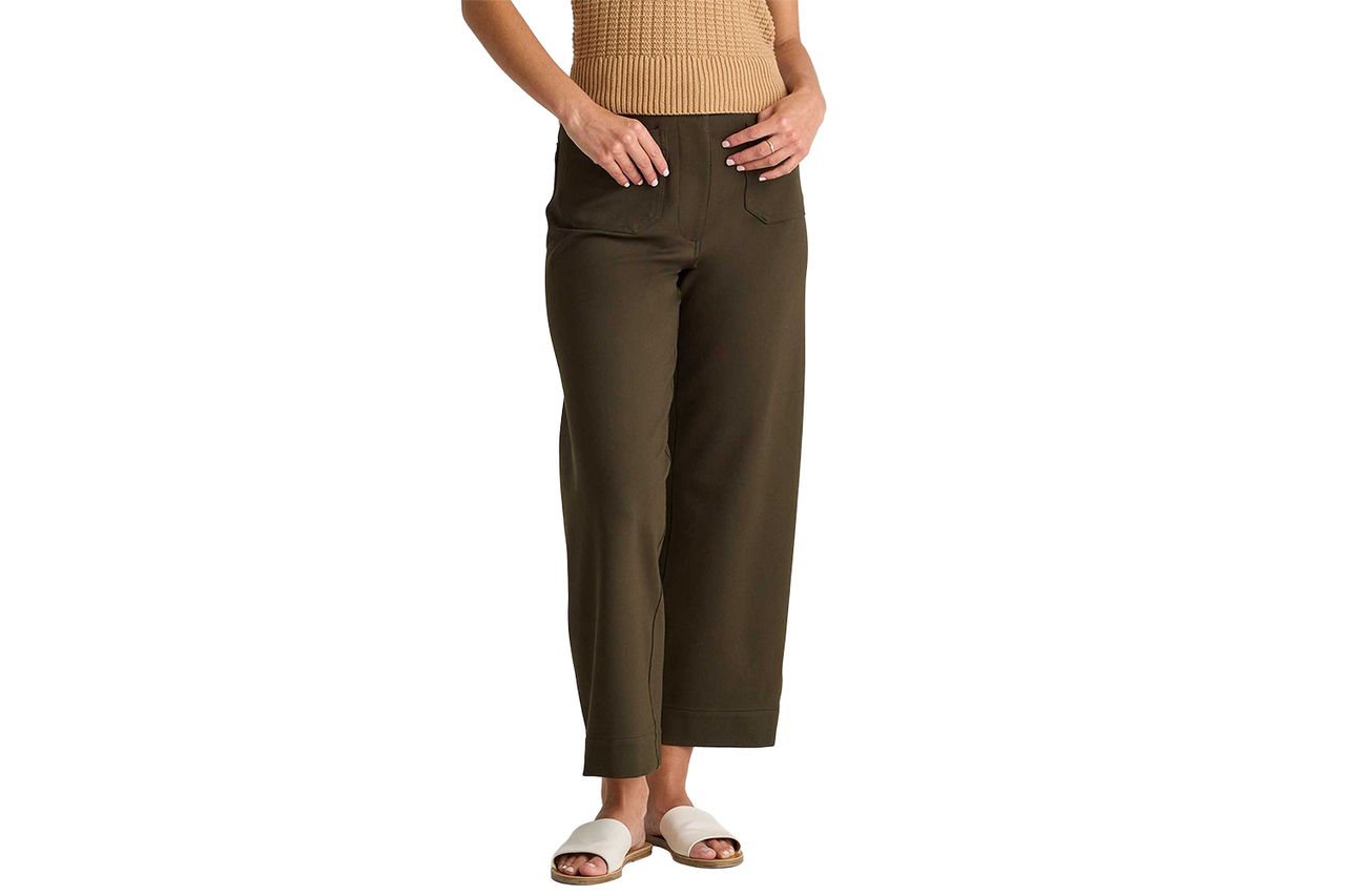 Ultra-Stretch Ponte Cropped Wide Leg Pants Olive