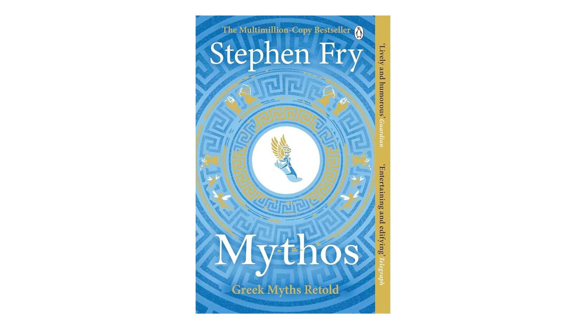 Mythos by Stephen Fry book cover on a white background