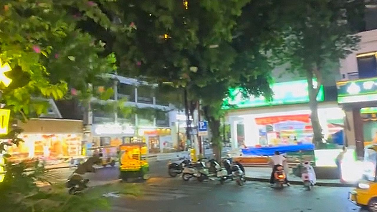 Sudden gust of wind topples huge tree onto road in China