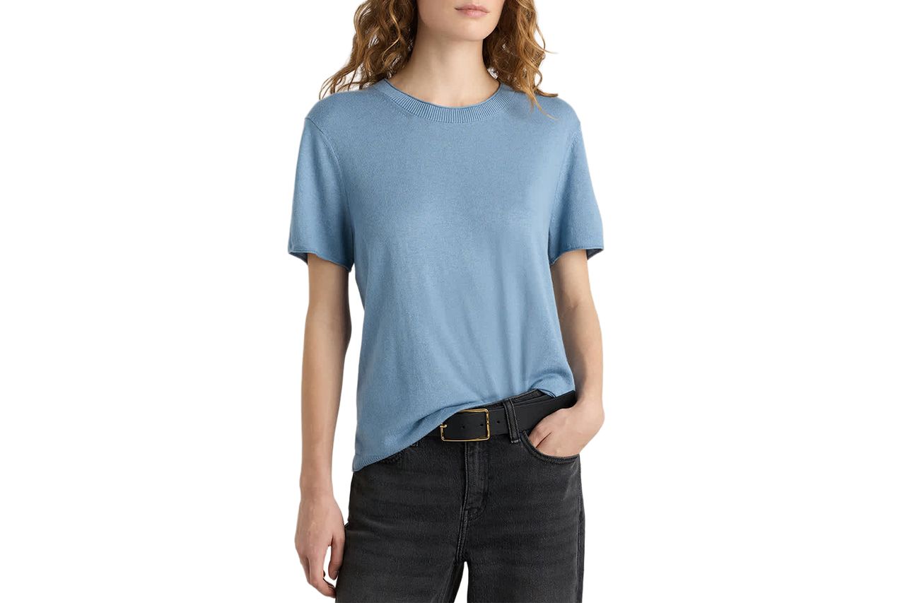Lightweight Cotton Cashmere Relaxed Sweater Tee