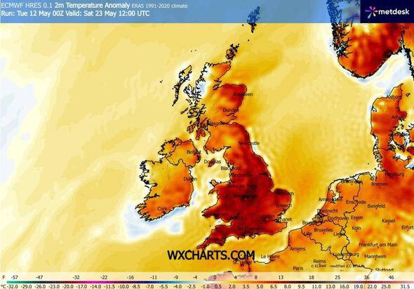 UK weather maps show 27C heat surge lasting 4 days in May - 18 hottest ...