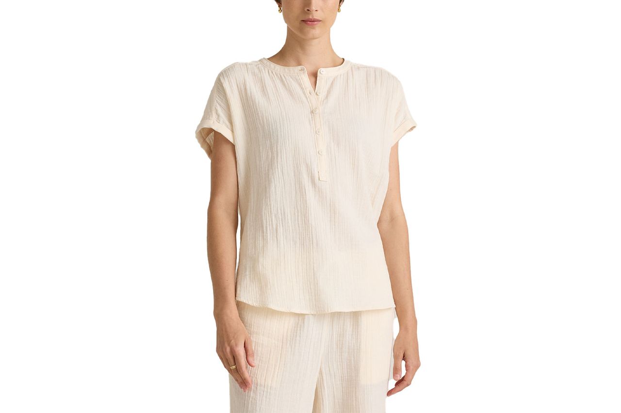 100% Organic Cotton Gauze Roll Sleeve Shirt