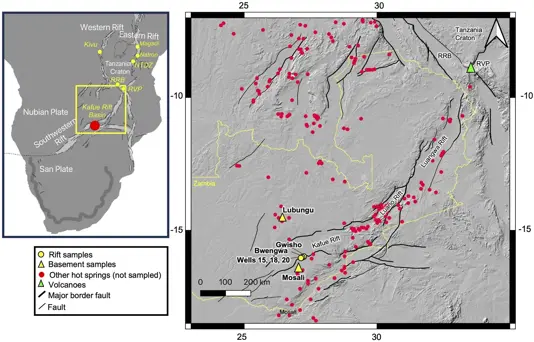 Map of extensional zone within the Central African Plateau of Zambia (Frontiers in Earth Science 2026)