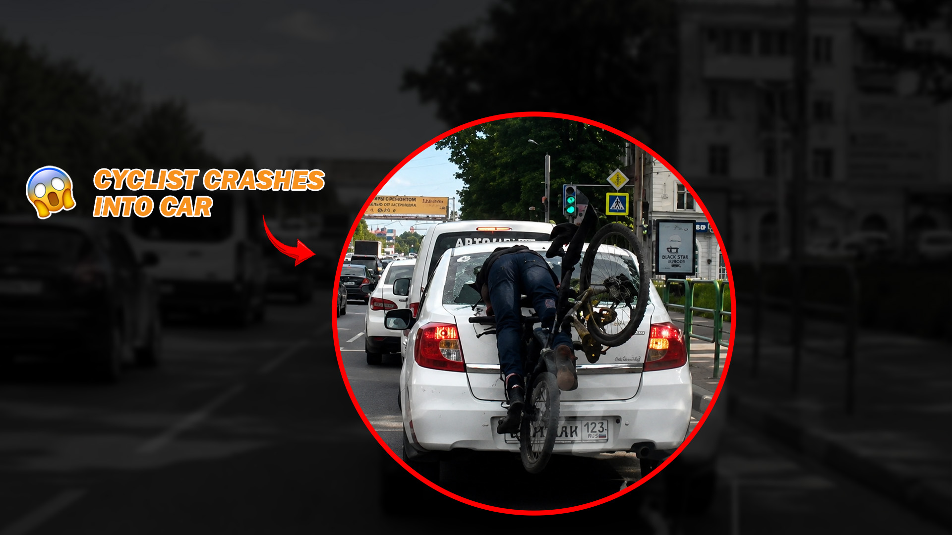 Cyclist slams into car cracking the windshield