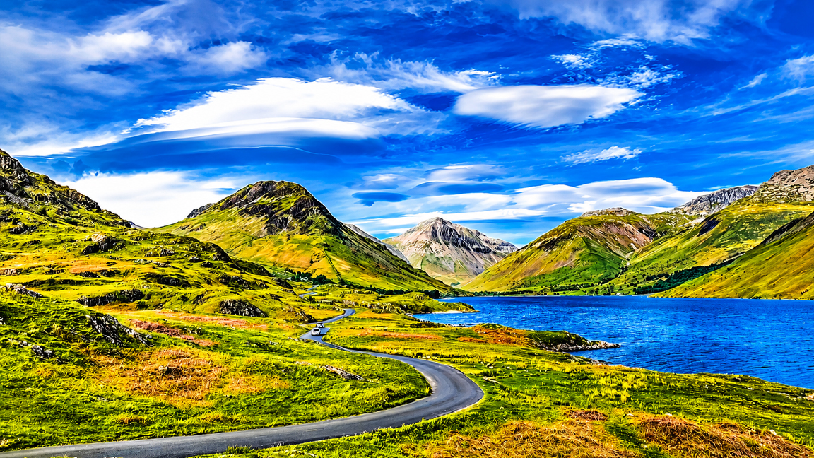 Hidden landscape covered in green and deep blue colors