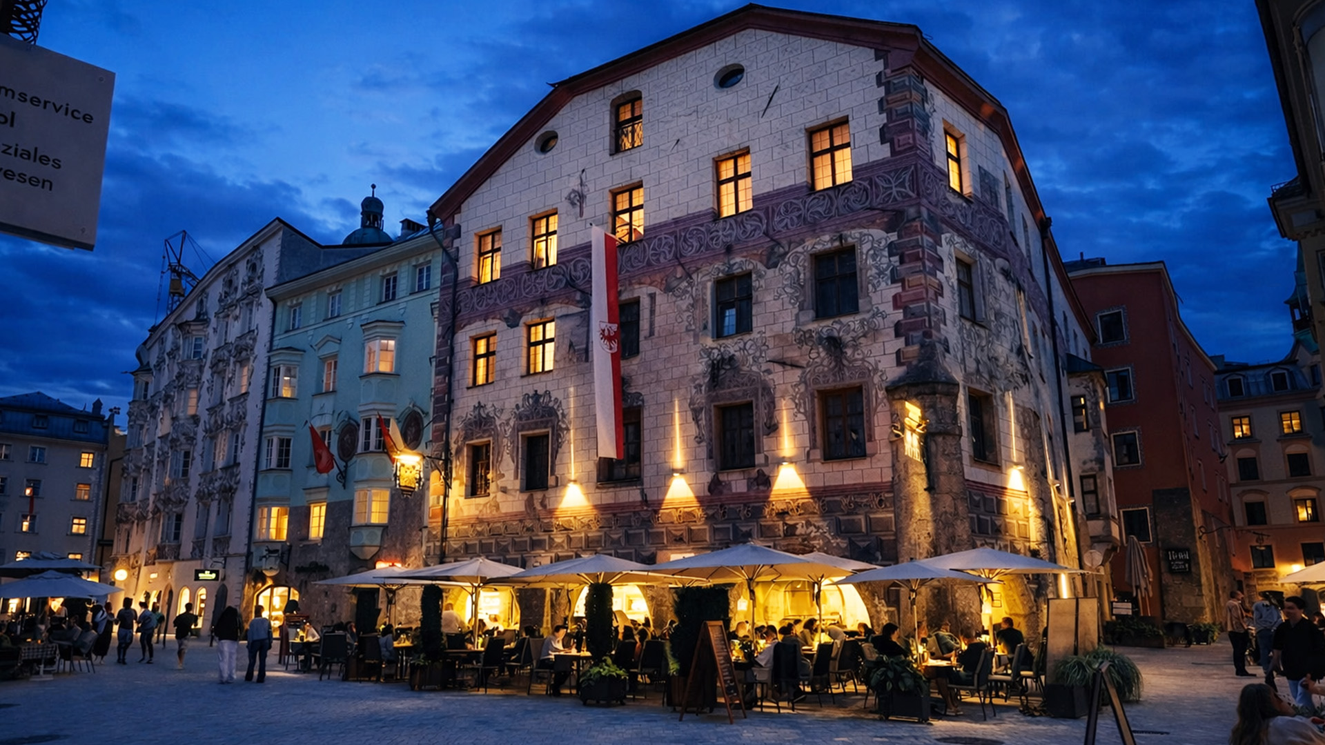 Innsbruck, Austria, brilla al atardecer bajo los Alpes (4K)