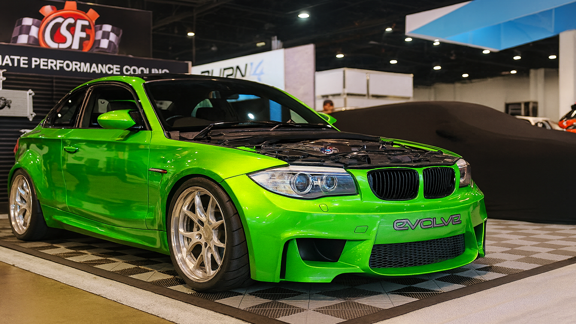 BMW 1M with V8 engine swap at SEMA car show