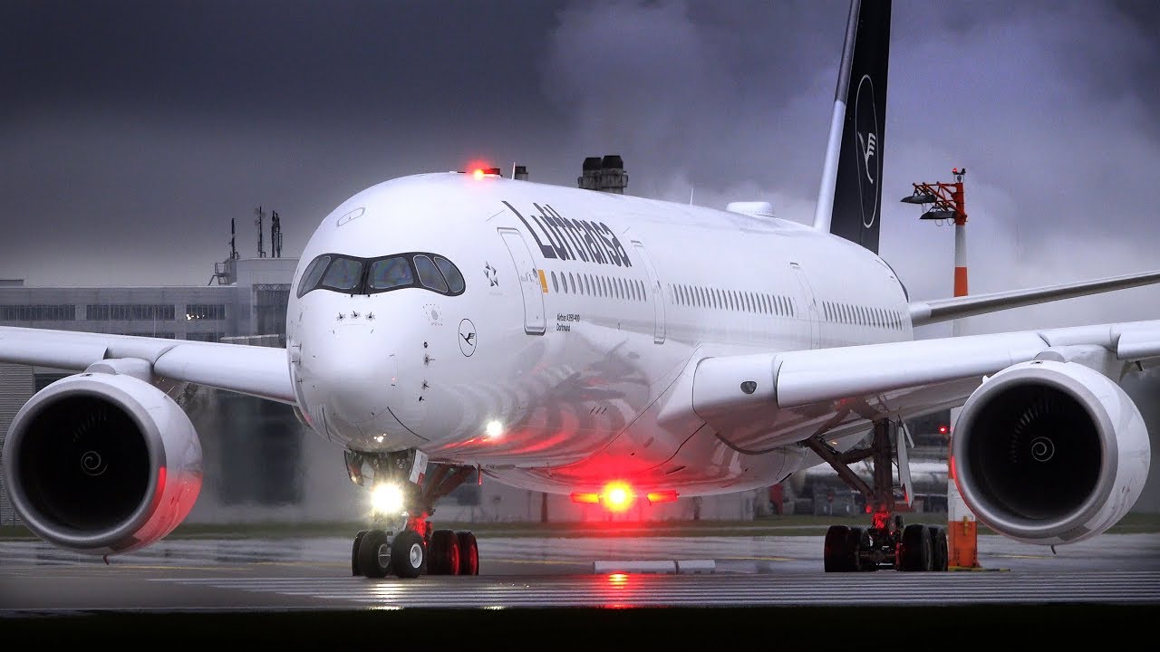 Watch aircraft land in heavy storm and low visibility