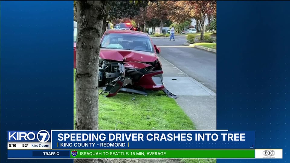 VIDEO: Speeding driver crashes into tree in Redmond, emphasis patrols