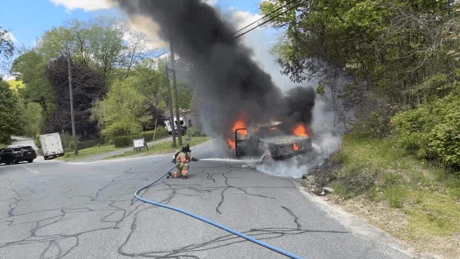 Brush fire contained after truck fire in Southampton