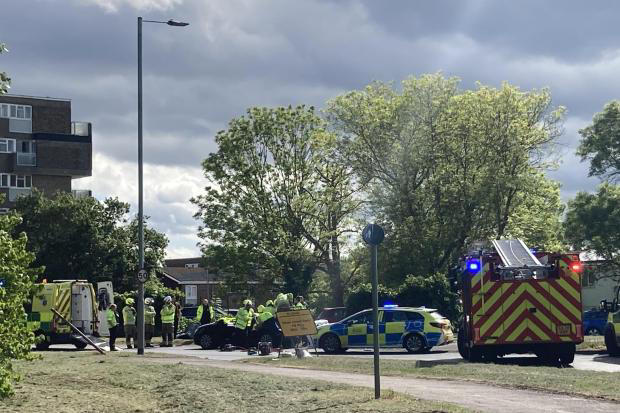 Emergency services on scene of crash at busy Basildon roundabout