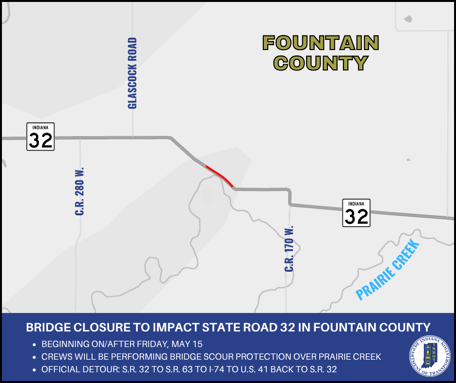 INDOT to close Indiana 32 bridge for repairs