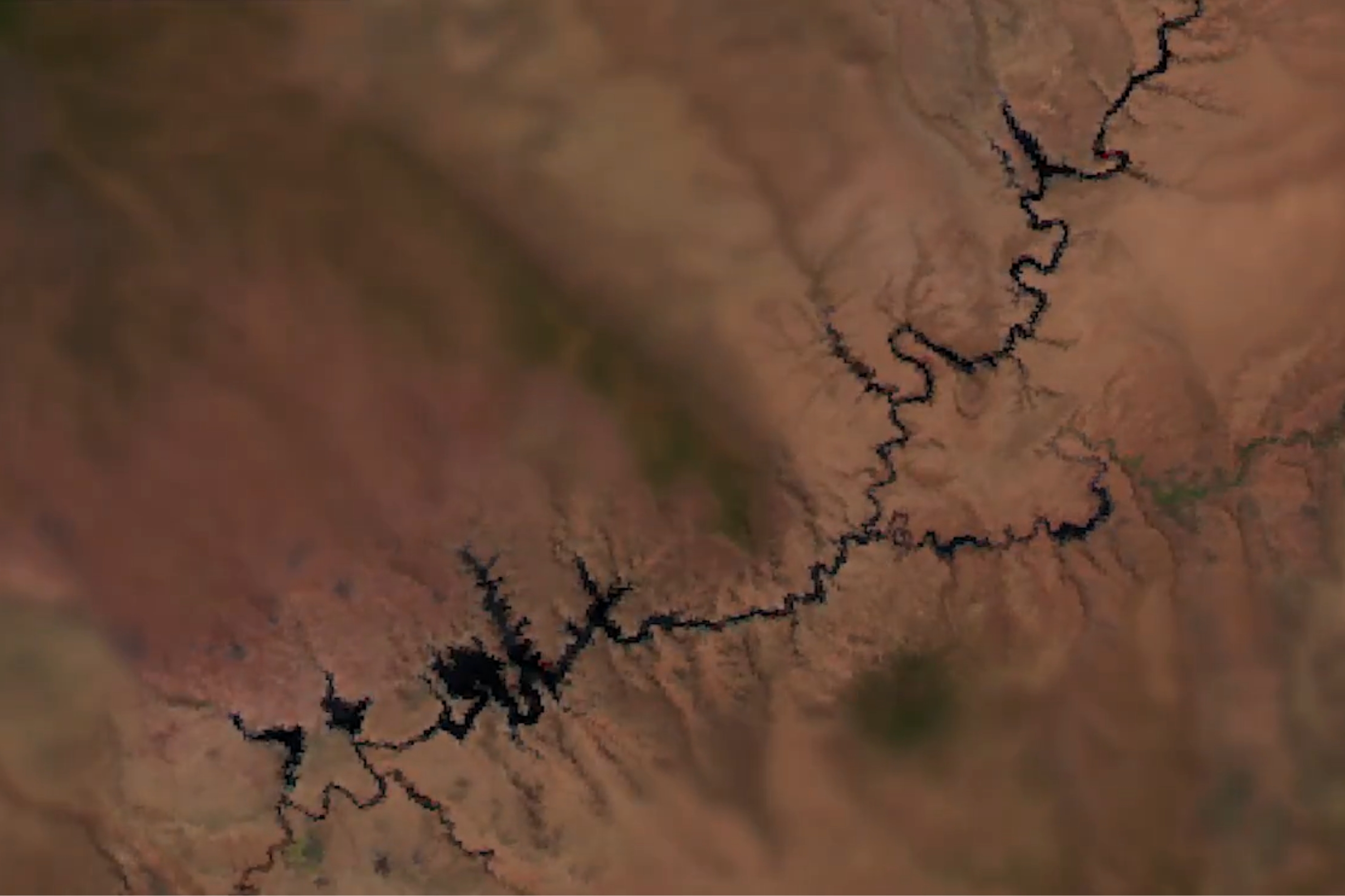 Lake Powell's plummeting water levels shown from space