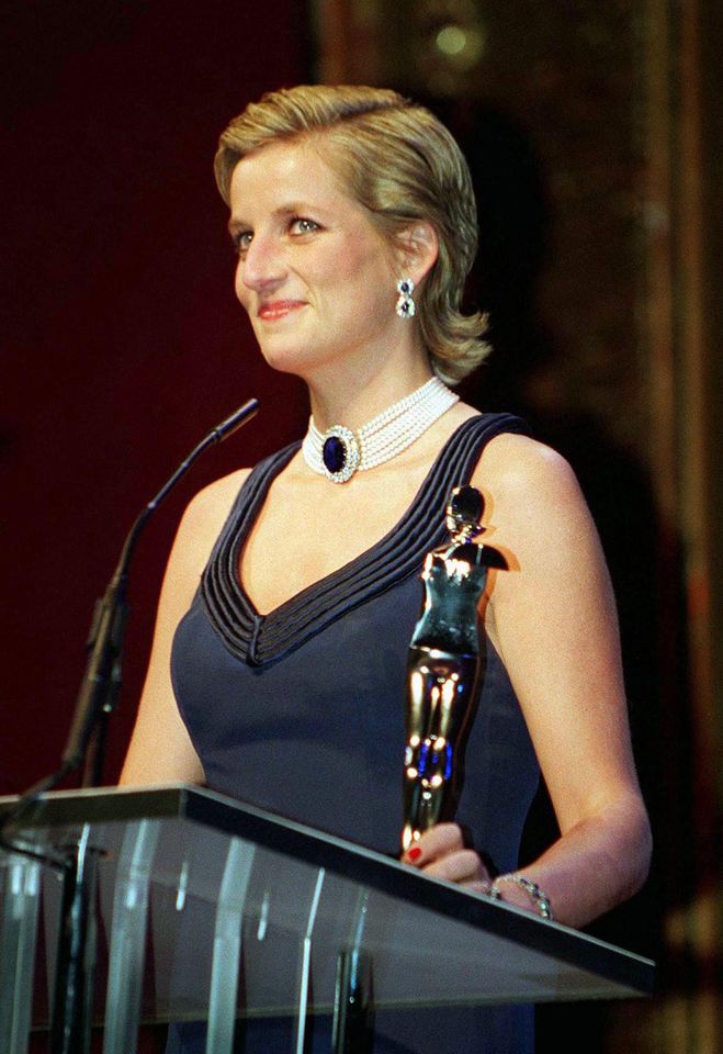 Princess Diana's famous slicked back hairstyle, seen here in January 1995. Credit: Getty