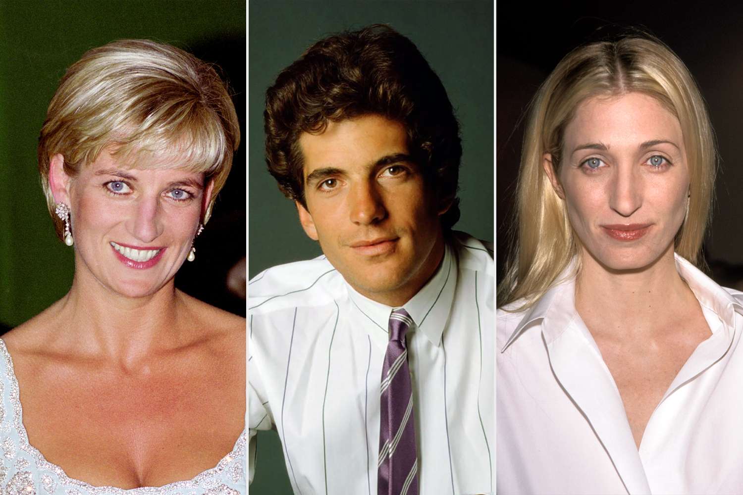 Diana, Princess Of Wales; John F. Kennedy Jr.; Carolyn Bessette Credit: Tim Graham Photo Library via Getty; Brownie Harris/Corbis via Getty; Ron Galella Collection via Getty