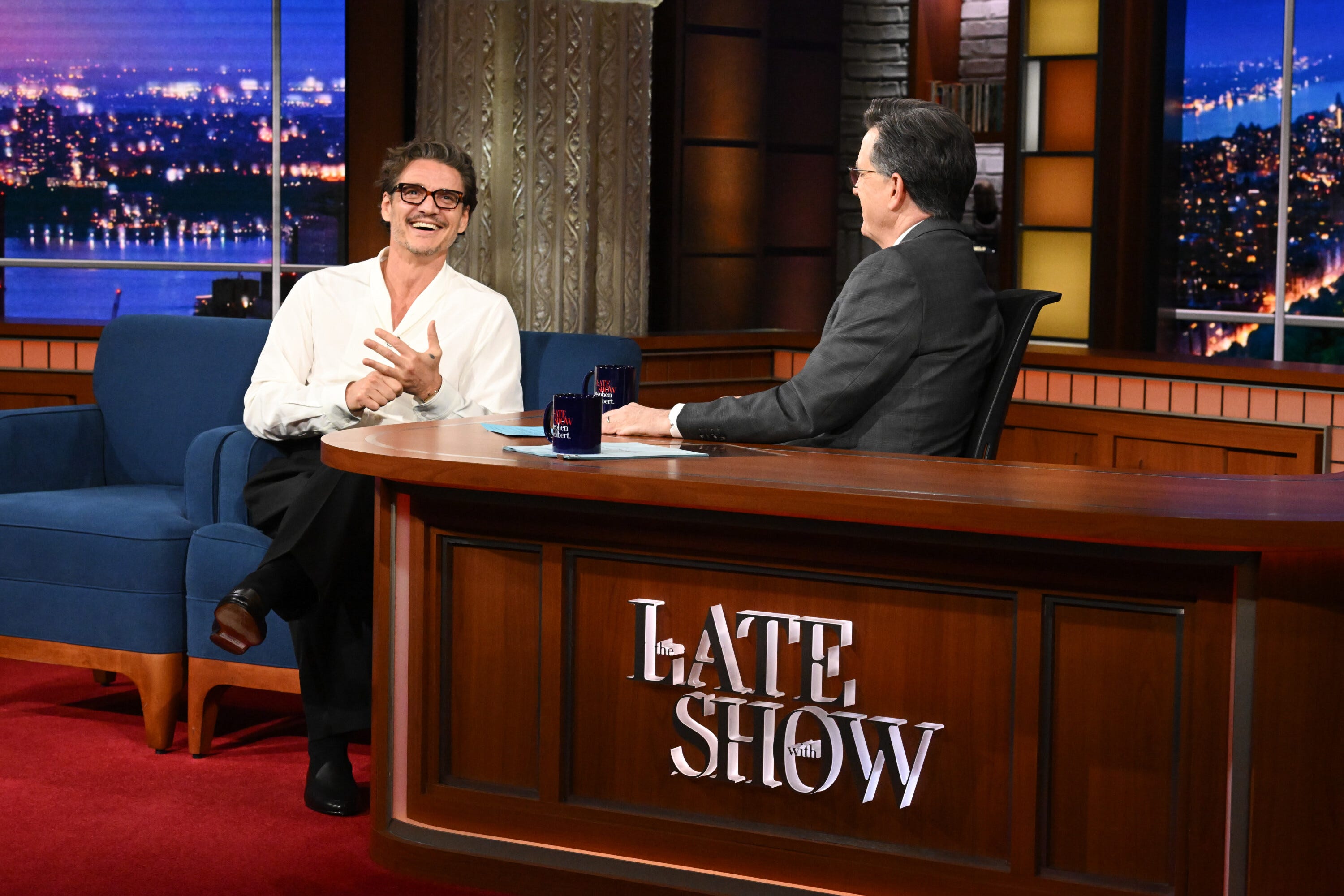 Pedro Pascal appears on "The Late Show" on May 12, 2026.