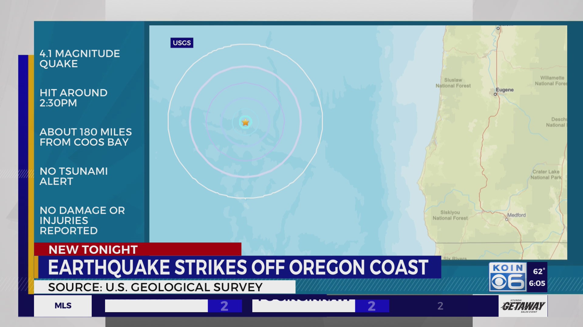 Oregon Coast earthquake reported Wednesday afternoon