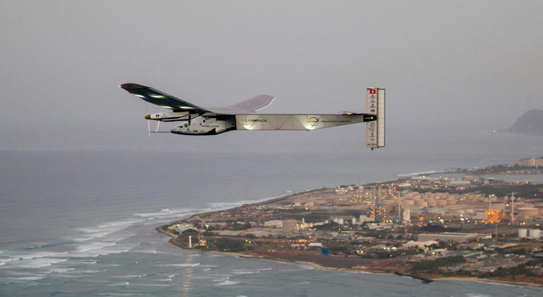 Solar Impulse 2 avait effectué en 2016 un tour du monde à l’aide de batteries électriques. (Photo Eugene TANNER / AFP)