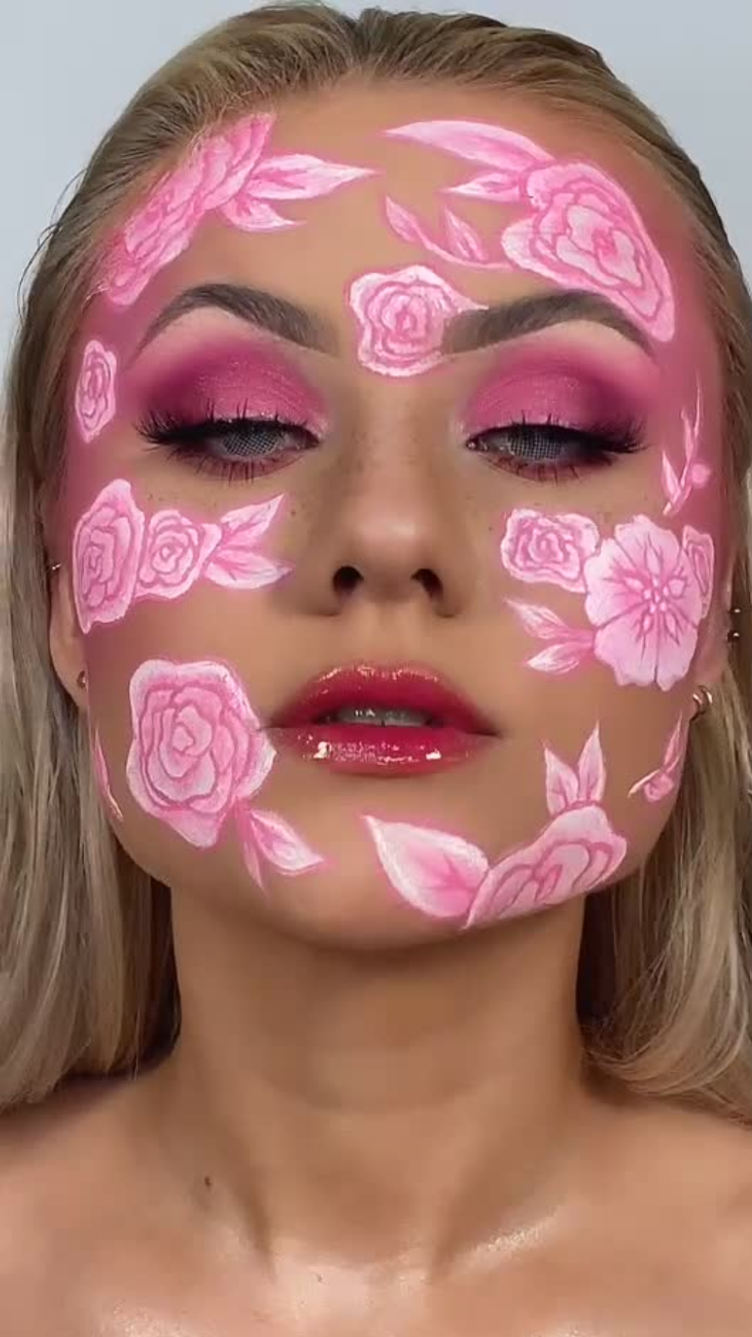 Why this pink flower makeup design looks so artistic