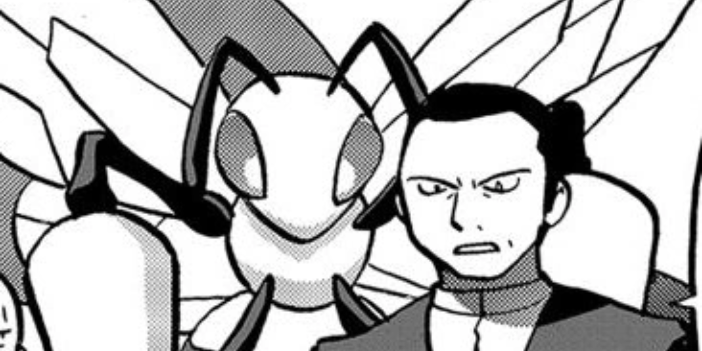 Giovanni Pokemon Special Adventures with a bug type pokemon