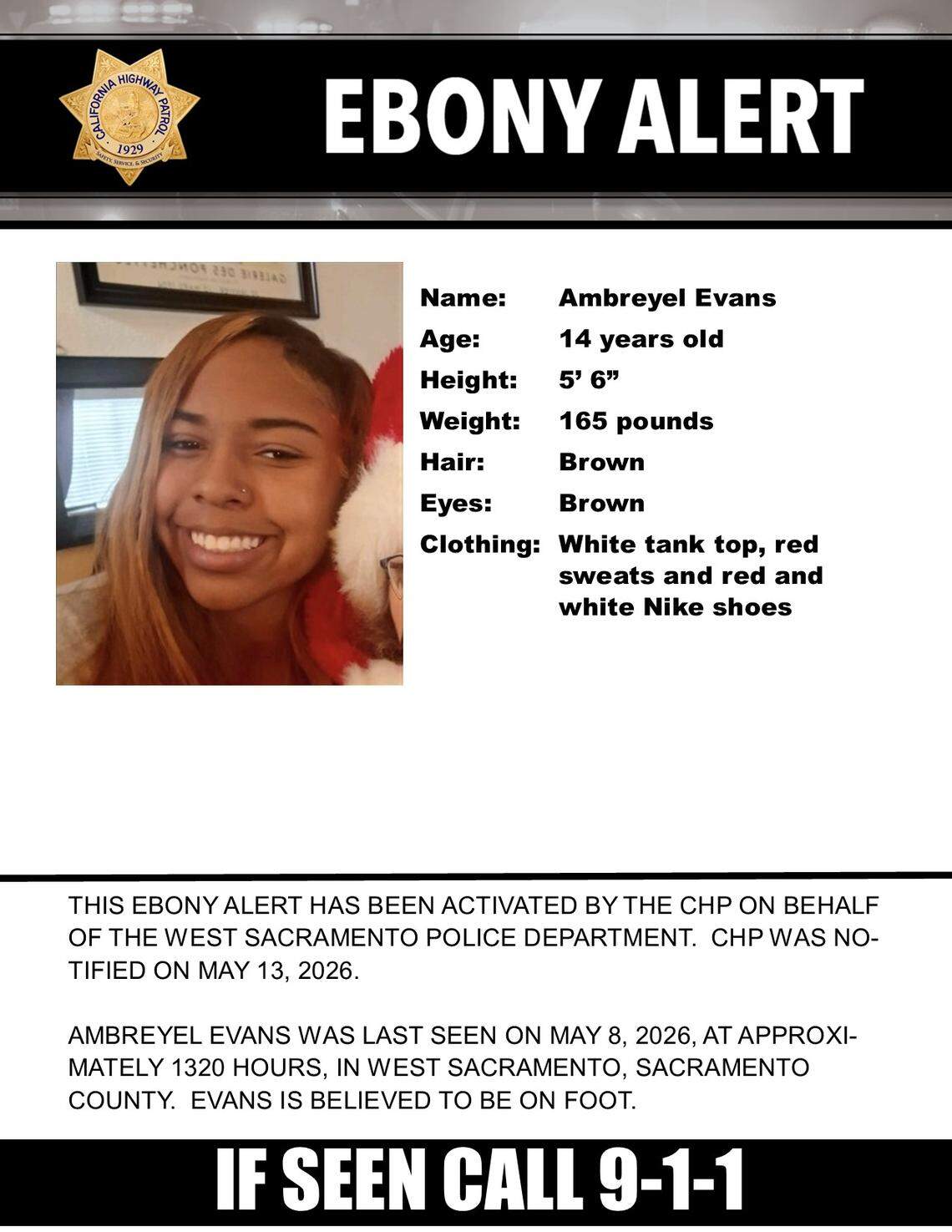 Teen girl missing for 5 days, last seen in West Sacramento. CHP sends ...