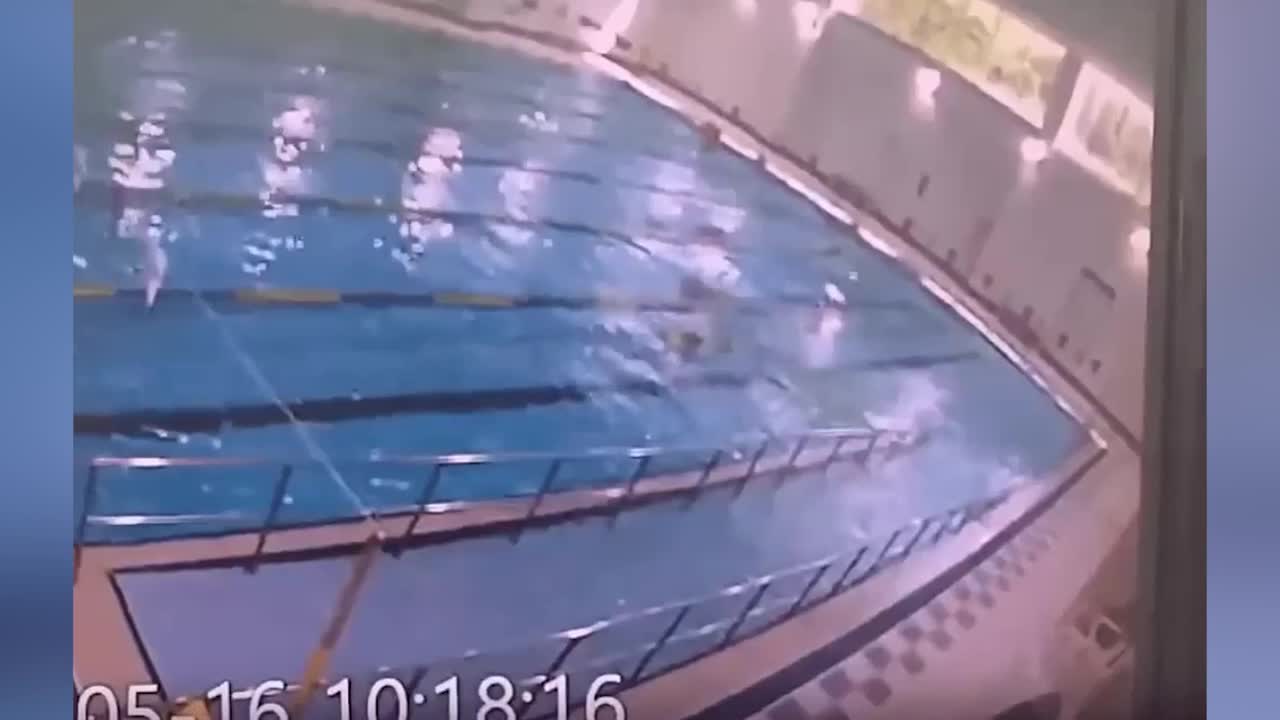 Pensioner crashes car through sports centre wall into large indoor pool ...