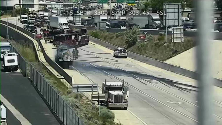 Traffic alert: Vehicle fire causes lane closures on I-15 in South Salt Lake