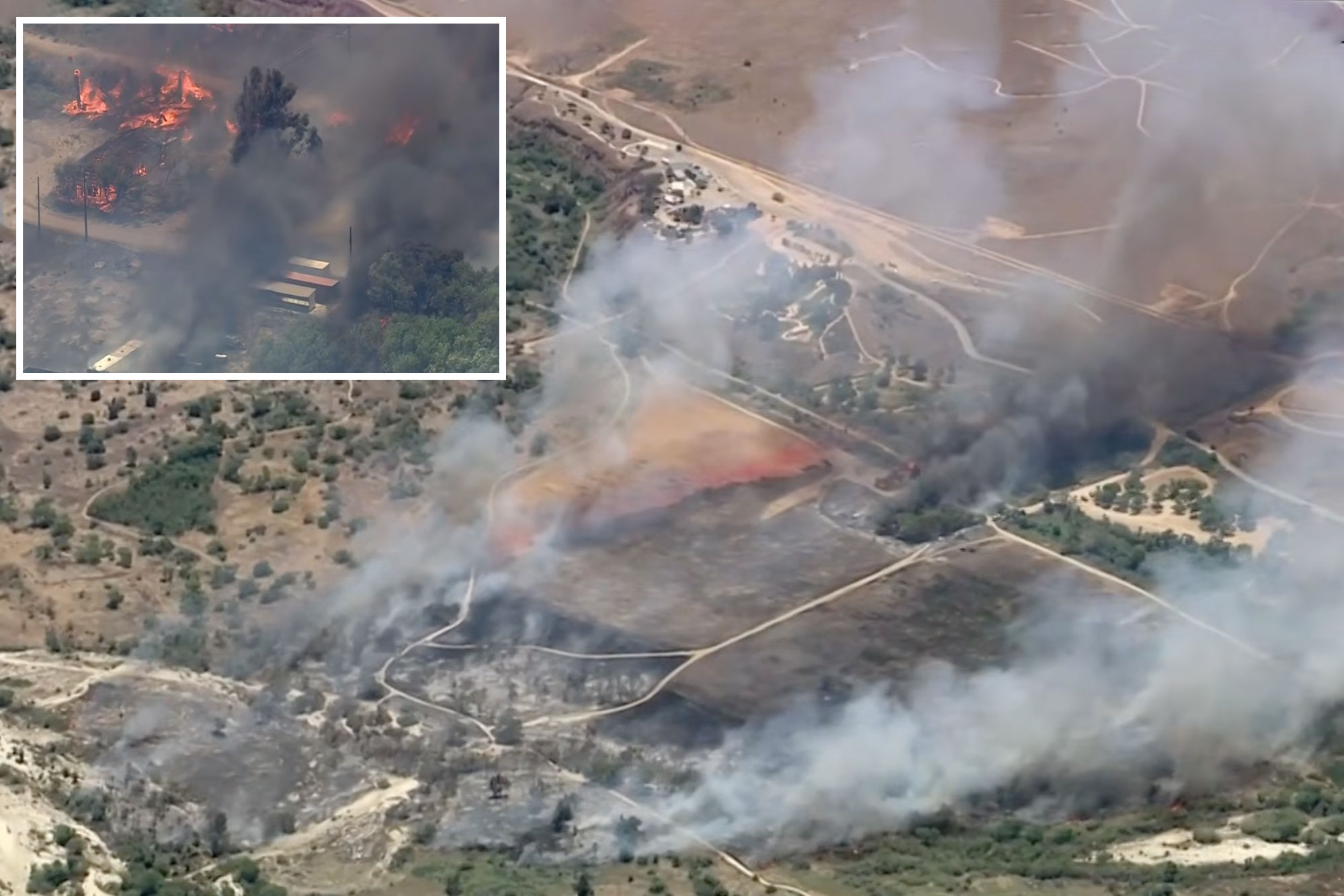 Crews battle fast-moving Bain Fire in Jurupa Valley as evacuations underway
