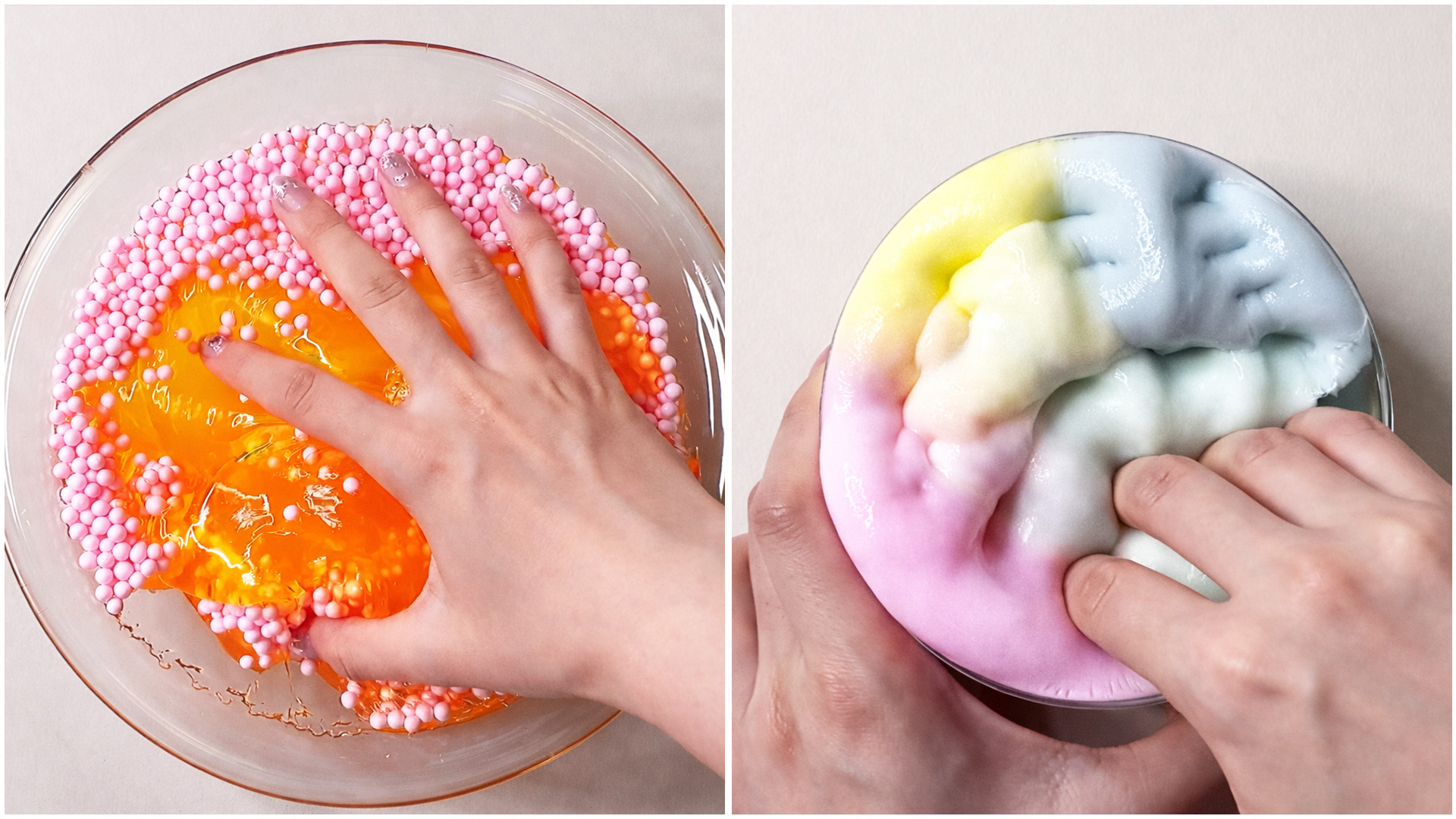 Colorful slime press and crunch mix