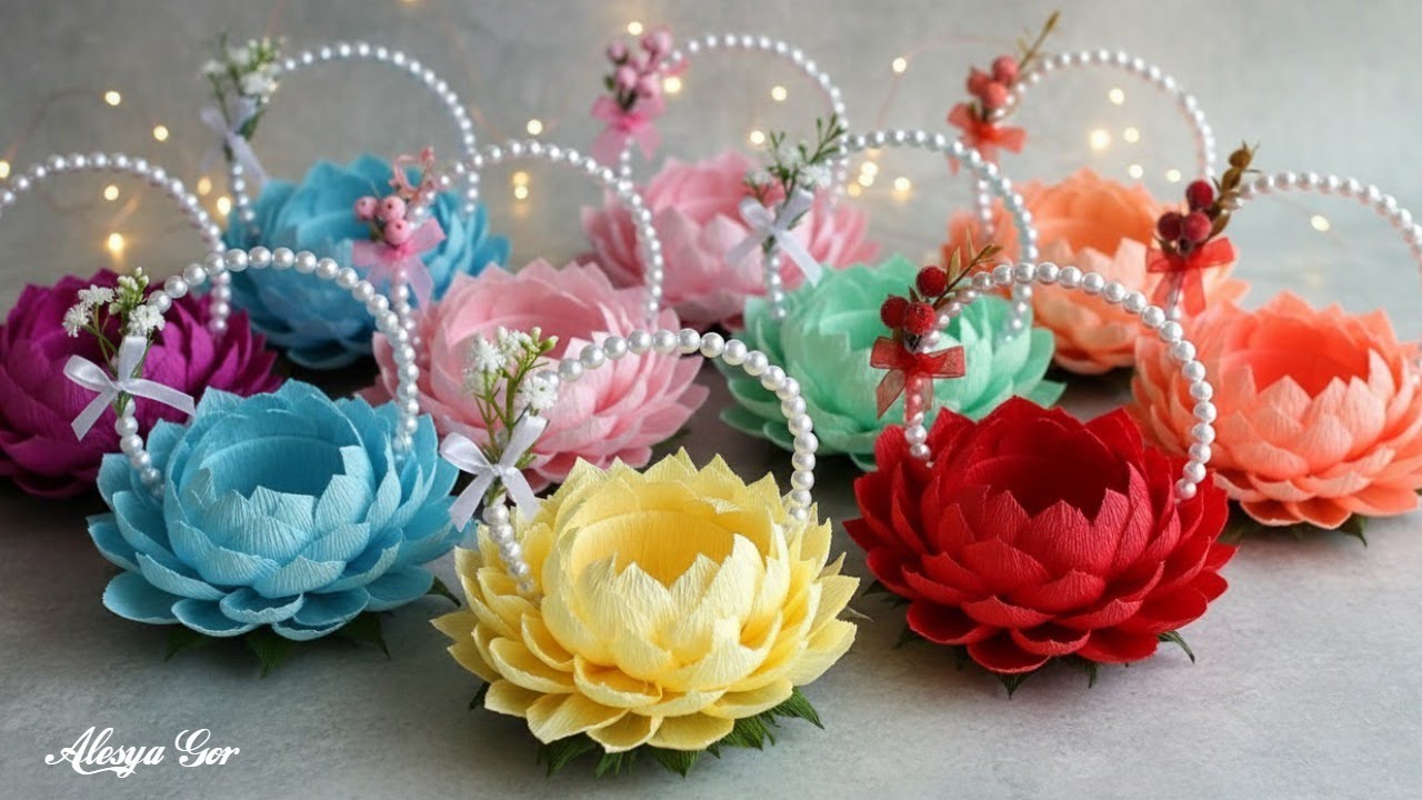 Wow! How to make paper flower baskets simple and easy