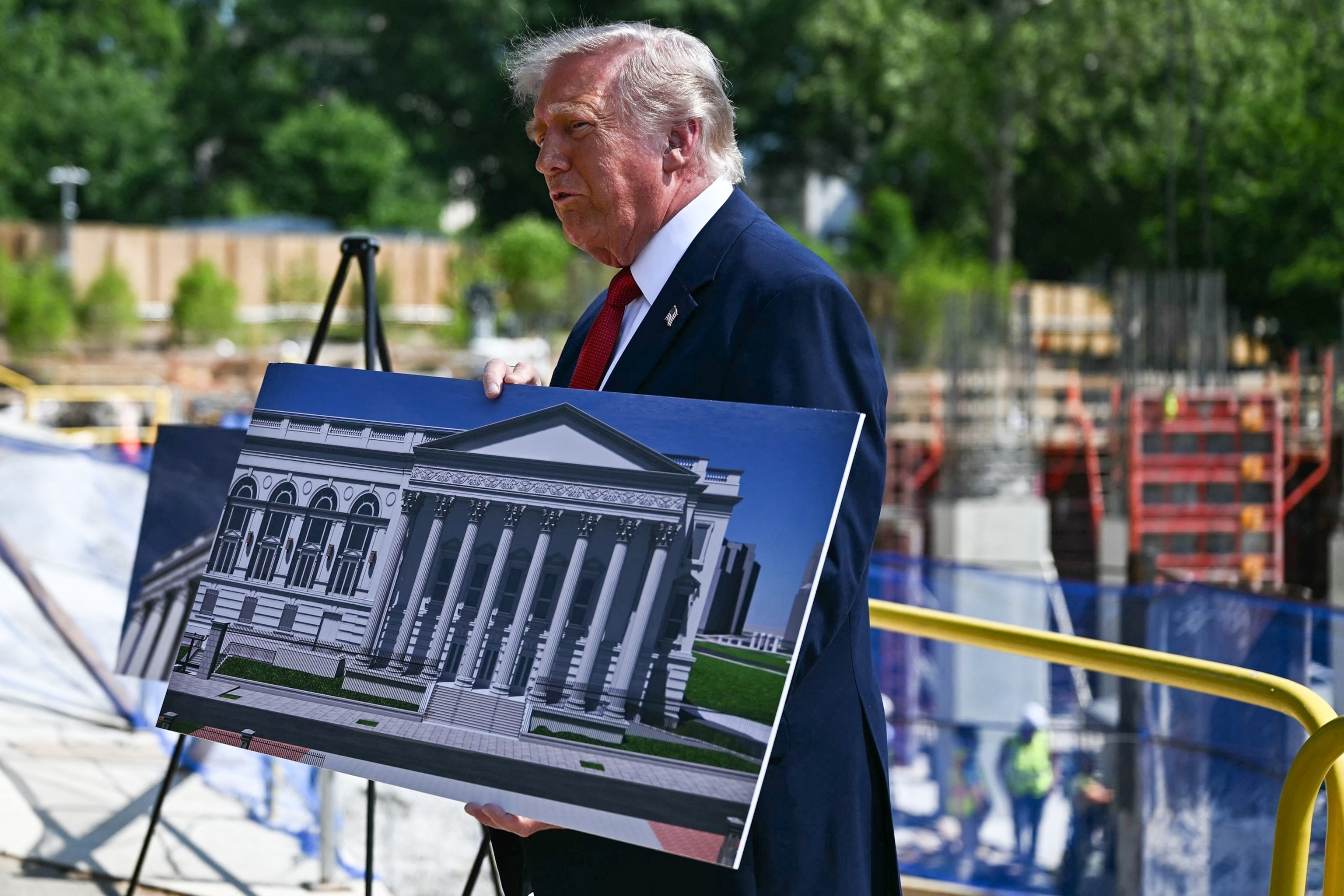 Trump says White House ballroom will be a 'shield' as he shows off ...
