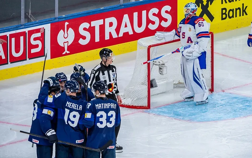 Woll pulled after rough start as Finland routs USA 6-2