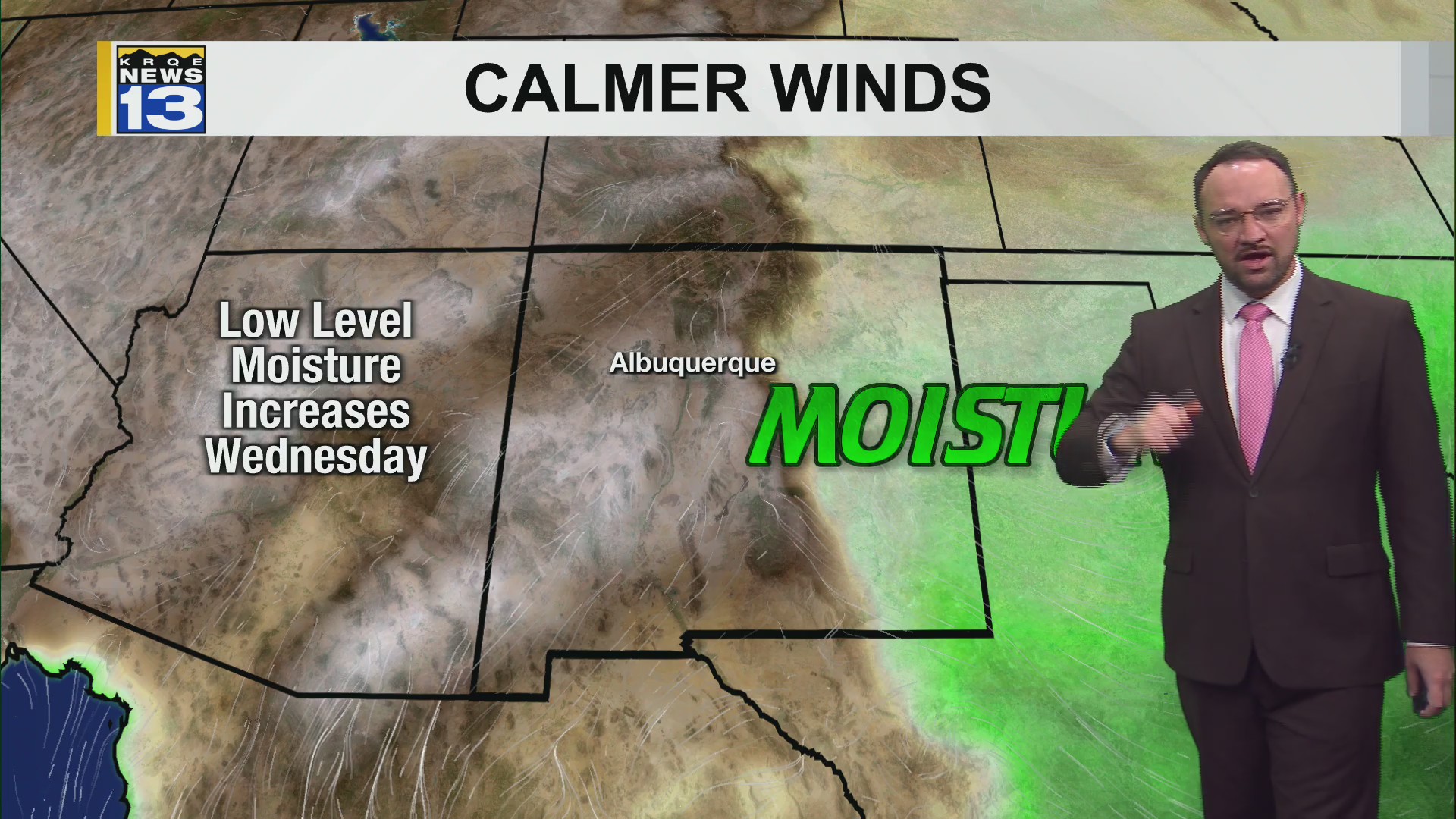 Slightly cooler temperatures and calmer winds move into New Mexico today