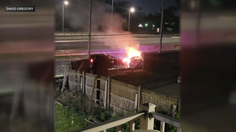 Detroit homeowners left with damage after police chase ends in fiery crash
