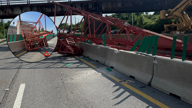 Interstate 75 lanes reopen after construction equipment falls on highway