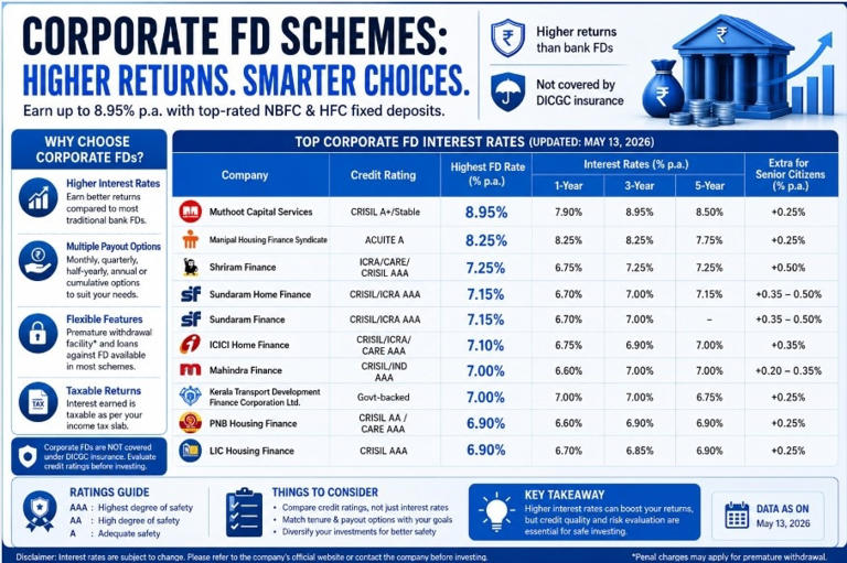 Fixed deposits: Corporate FDs offer up to 8.95% returns -- should ...