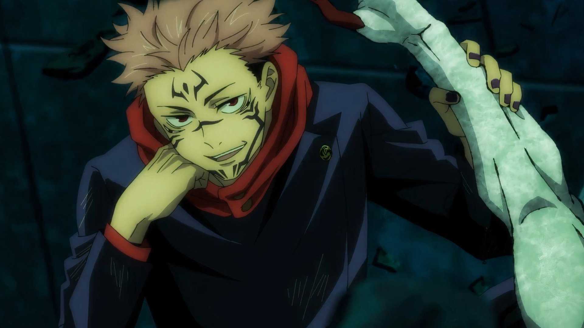 Sukuna Holding Severed Arm of Special-Grade Cursed Spirit in Jujutsu Kaisen