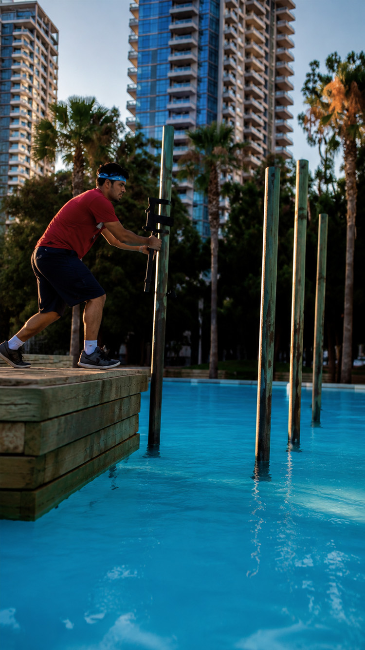 Parkour filming shows fast moving camera chase