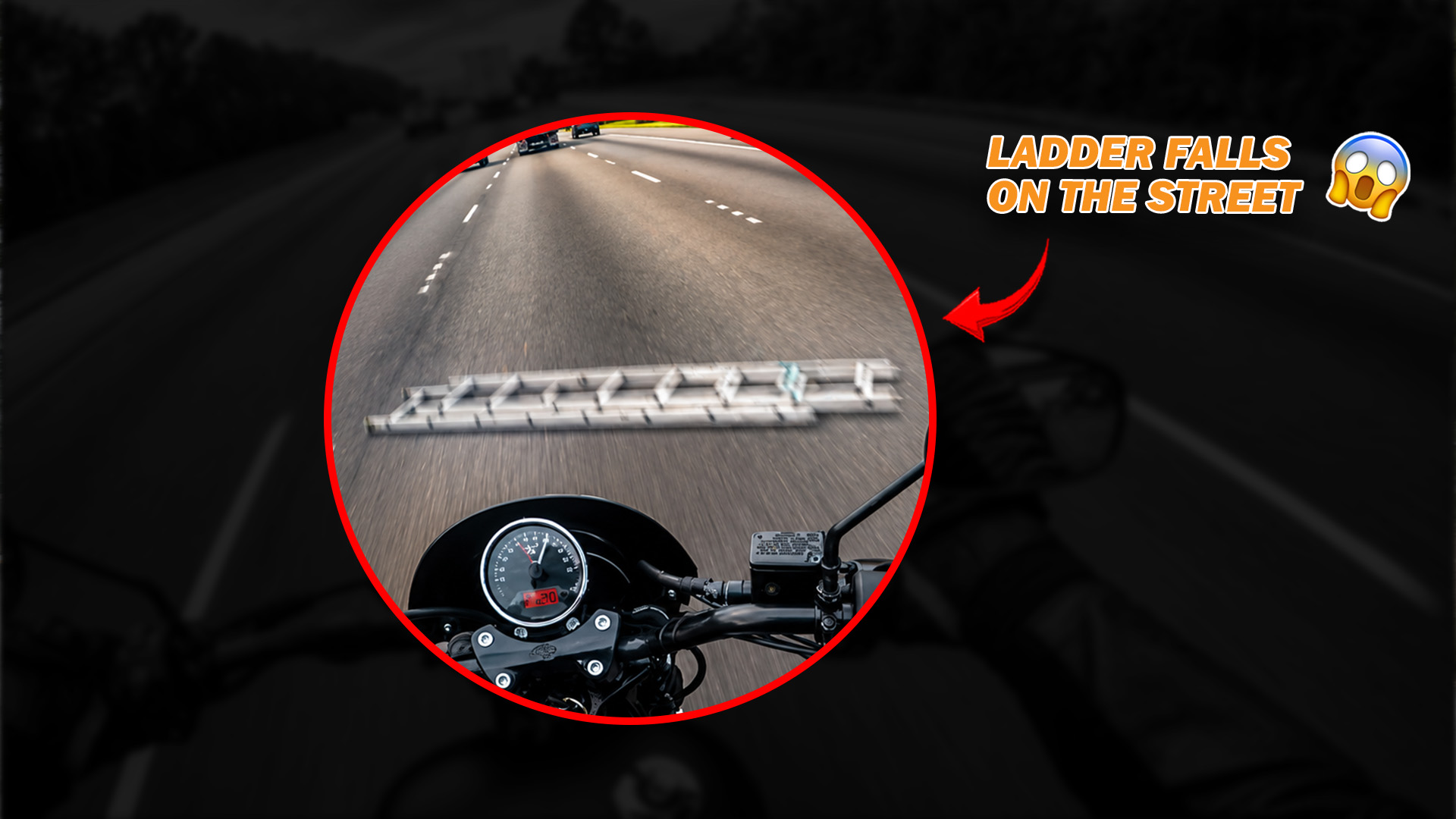 Falling ladder nearly causes a highway crash