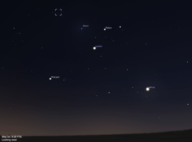 The sky today on Wednesday, May 20: The moon checks in on the Beehive
