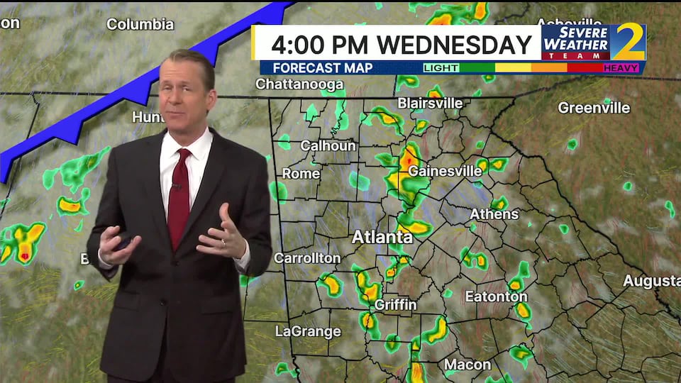 Rain arrives in Georgia, expands in afternoon