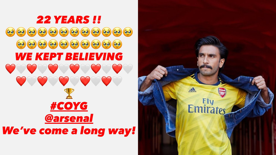 Ranveer Singh celebrates beloved Arsenal FC.'s victory after 22 years
