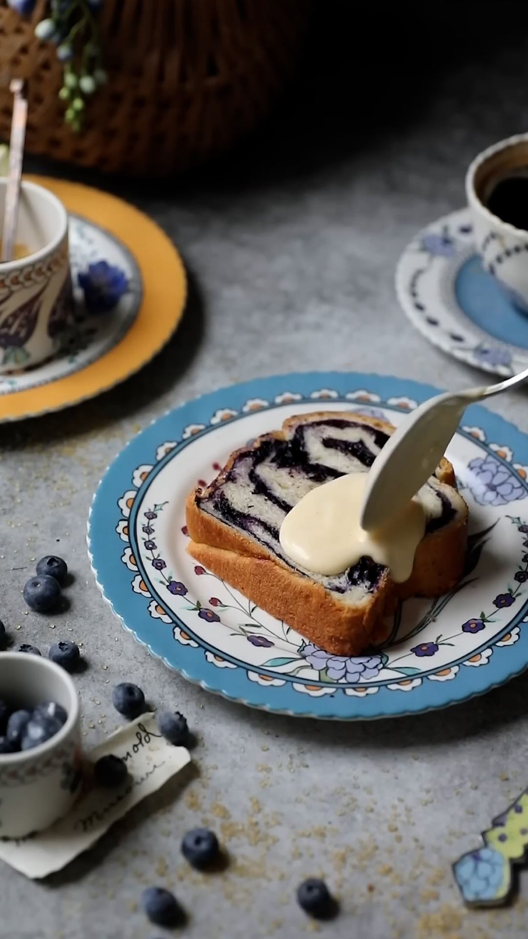 Moist loaf with berry ribbon throughout