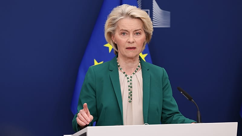 European Commission President Ursula von der Leyen speaks during a media conference at EU headquarters in Brussels, Wednesday, 15 April, 2026.