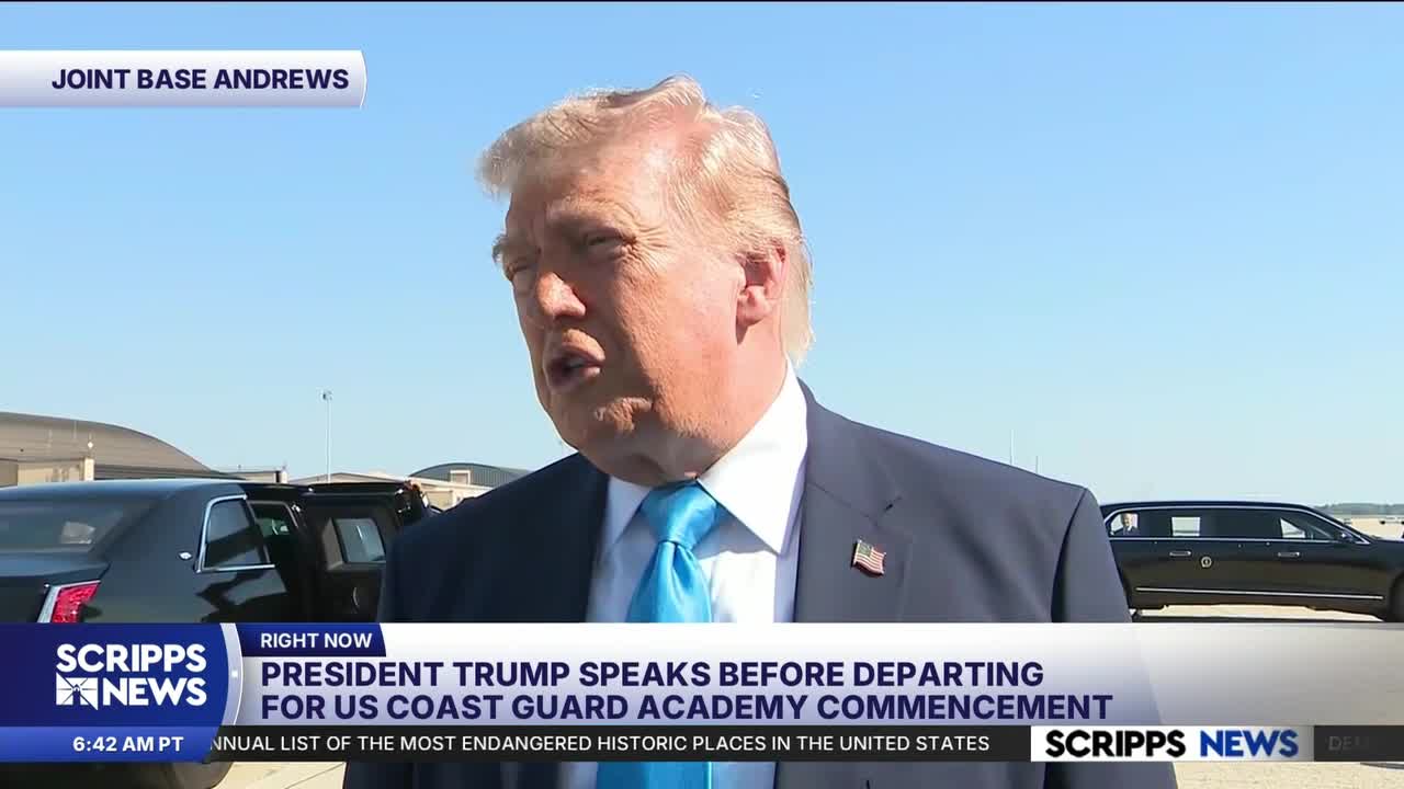 Trump takes questions before commencement speech at Coast Guard Academy