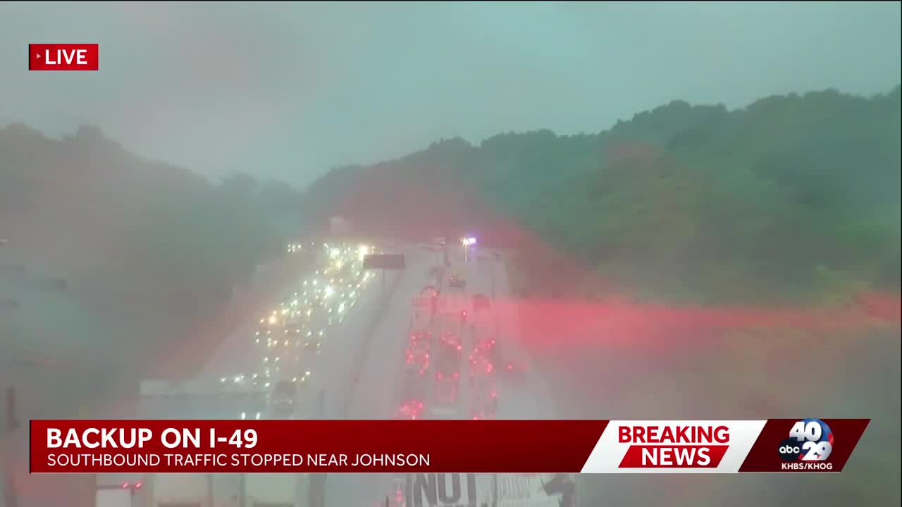 Crash on Interstate 49 near Johnson blocks southbound traffic