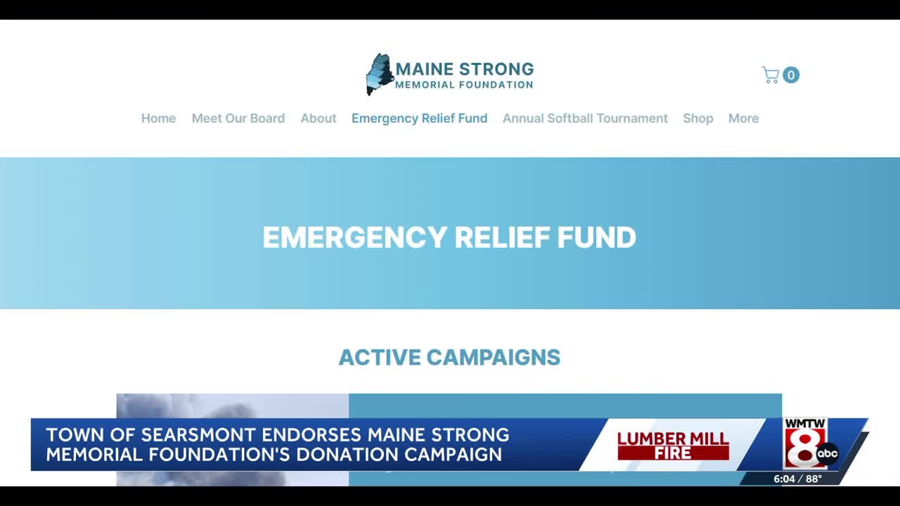 Maine Strong Memorial Foundation fire relief donation campaign underway
